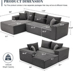 110 Cloud Sectional Couch, Boneless Sofa for Living Room Modular Sectional Sofa with Deep Seat