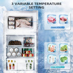 Antarctic Star 3.2 Cu.Ft,Mini Refrigerator with Freezer,Double Door Mini Fridge,Compact Refrigerator,Adjustable Thermostat,Mini Refrigerator for Bedroom/Office/Dorm/Kitchen(BLACK)