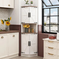 Vabches 64.8" Tall Farmhouse Corner Cabinet Farmhouse Storage Cabinet with Barn Door Design