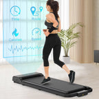 Bigzzia 2 in 1 Under Desk Treadmill, 2.5HP No Installation Portable Handrail Treadmills Running Machine, 6.25MPH, Treadmill with LED Display and Wireless Remote Control for Home/Office, 265 Lb