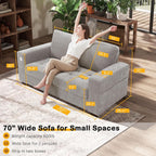 Hanherry 89" Sofa for Living Room, Modern Comfy Sofa with Medium Firm Seat Cushion, Removable Cover,Wide Armrest,USB/Type-C Port,Chenille Fabric Couches for Small Space,Apartment