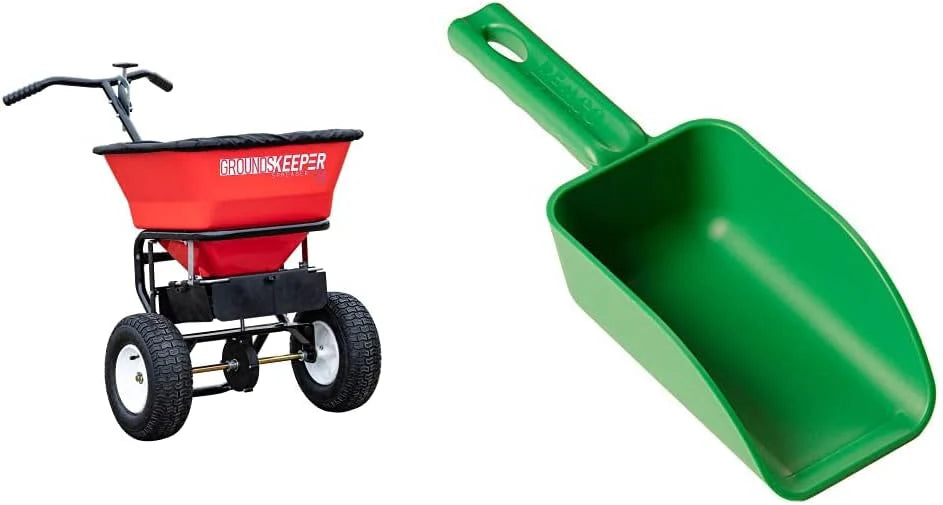Buyers Products 3039632R Grounds Keeper Commercial Walk Behind Push Spreader, 100lb Capacity, For Salt, Ice & Snow Melt, Included Grate & Cover With Enclosed Gearbox for Protection