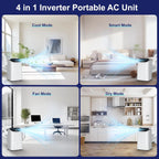 14000 BTU Portable Air Conditioners with Remote Control, 3-in-1 Free Standing Cooling AC Unit with Fan & Dehumidifier, Cools Room up to 700 sq.ft, Smart/Sleep Mode,3 Speed,Auto Swing,24H Timer