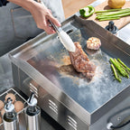 14 Inch Electric Griddle, Non-Stick Flat Top Grill Commercial Electric Countertop Griddles Stainless Steel Adjustable Temperature Control 90??F-575??F for Home or Restaurant Use