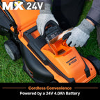 LawnMaster CLM2413A Cordless 13-Inch Lawn Mower 24V Max with 2X4.0Ah Battery and Charger