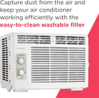 Frigidaire 5,000 BTU Window Air Conditioner with Remote Control, Cools Up to 150 Sq. Ft., Quiet Operation, Eco Mode, 3 Fan Speeds, Auto Restart, White