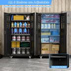 Aobabo 73''H Metal Garage Storage Cabinet with Wheels,Steel Cabinets with 2 Doors and 4 Adjustable Shelves for Home Office,Required Assembly,Black