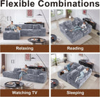 Cloud Sectional Couch with L Shape Chaise Modern Modular Sofa with Deep Seat Built in Cup Holder