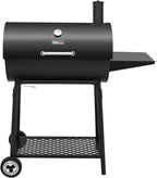 Royal Gourmet CC1830 30 Inch Barrel Charcoal Grill with Side Table Outdoor BBQ Grill  for Backyard