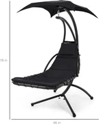 Best Choice Products Outdoor Hanging Curved Steel Chaise Lounge Chair Swing w/Built-in Pillow and Removable Canopy - Teal