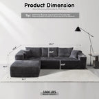 ovios 104" Cloud Sectional Couch with L-Shape Chaise,Modern Modular Sofa with Deep Seat, Upholstered Couches for Living Room Bedroom,No Assembly Required, Black (Corduroy Fabric)