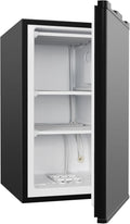 YOPOWER 88L Compact Upright Freezer with Reversible Door, Adjustable Thermostat, Black