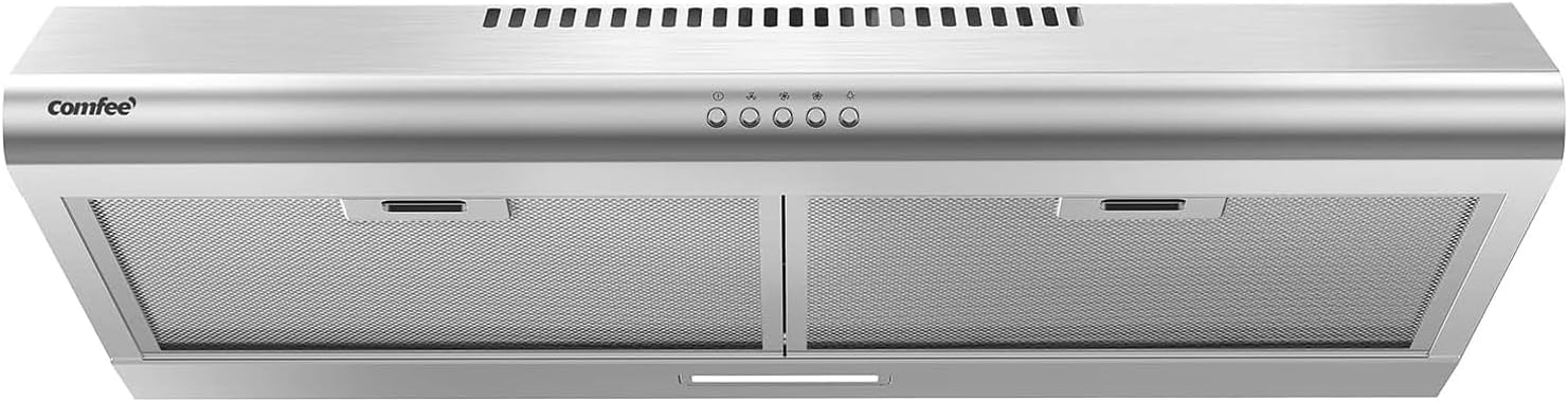 Comfee 30" Under Cabinet Ducted/Ductless Convertible Slim Vent Durable Stainless Steel Kitchen Reusable Filter