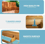 Kids Sandbox with Lid Wooden Sand Box Cover Outdoor UV-Protection Natural Wood Foldable Bench Seat