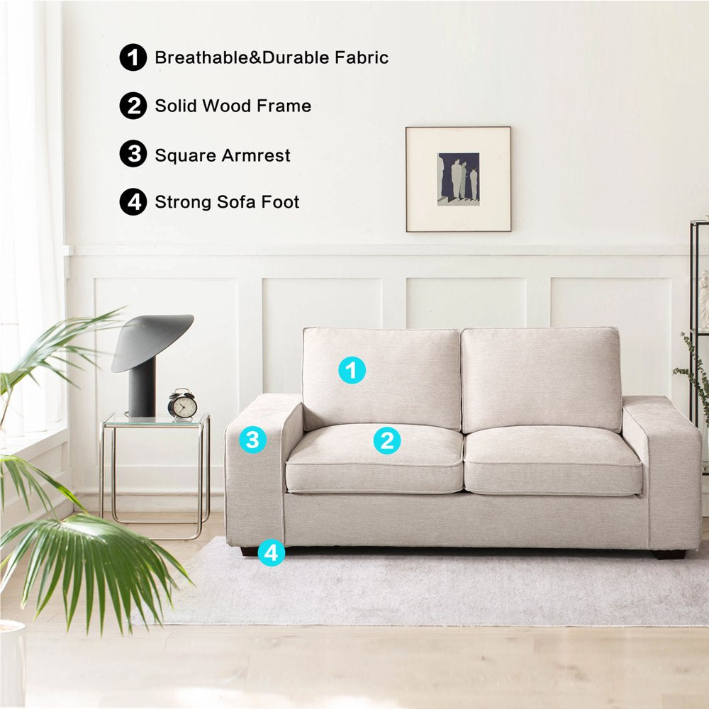 INGALIK 88.58" Modern Loveseat Sofa for Living Room, 3 Seater, Beige