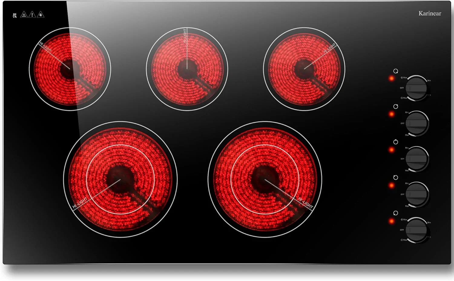 Karinear 30 Inch Electric Cooktop 4 Burners Built-in Ceramic Cooktop Radiant Electric Stove Top