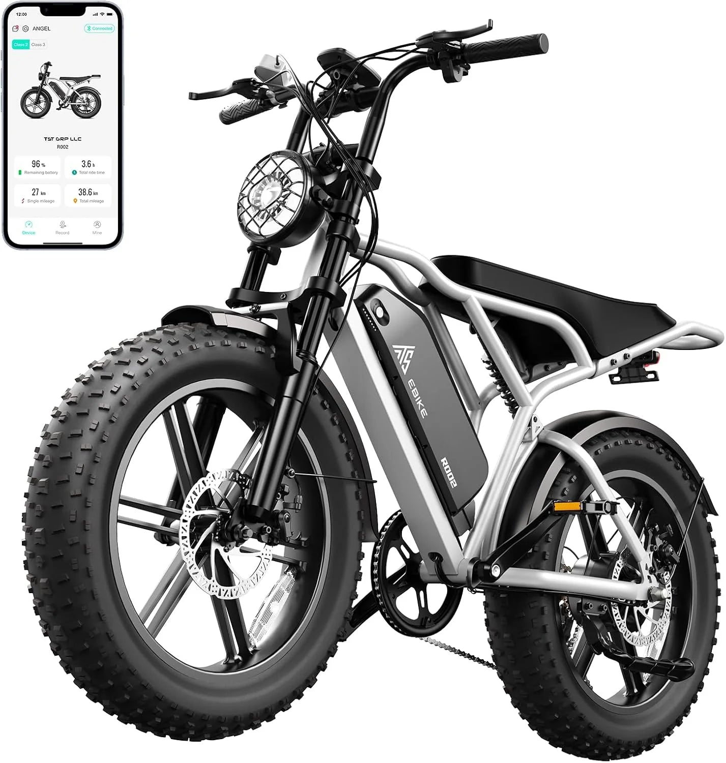 TST Electric Bike for Adults 1500W Peak 20" Fat Tire All-Terrain E-Bike 60/110 Miles 28 MPH Electric Dirt Bike