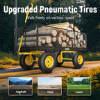 Steel Garden Cart, 2-in-1 1400 lbs Heavy Duty Utility Wagon, with Removable Mesh Sides to Convert into Flatbed, 240�� U-Turn 13" Pneumatic Tires Garden Wagon for Farm Yard Lawn Garden Camping