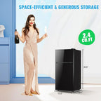 2.4 Cu.Ft Mini Fridge with Freezer Double Door Small Tiny Size Refrigerator with 7 Control Knob