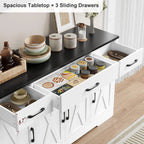 HOSTACK Buffet Cabinet with Drawers, 55" Large Sideboard Buffet Storage Cabinet with Shelves and Doors, Modern Farmhouse Coffee Bar Station Wood Kitchen Table for Kitchen, Dining Room, White/Rustic