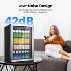 Beverage Refrigerator Cooler - 126 Can Mini Fridge Glass Door for Drinks Soda Beer Wine - Small Refrigerator for Office Bedroom Home Bar, 4 Adjustable Shelves, 3.2 Cu.Ft, Silver