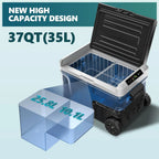 12 Volt Refrigerator, 53QT(50L) Electric Cooler, Portable Freezer 12V/24V DC 110-240V AC, 12V Fridge -4?H~68?H, 12V Cooler with Wheels & 2 Baskets for Travel, Truck, Boat, Camping