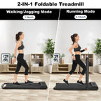 Bigzzia 2 in 1 Under Desk Treadmill, 2.5HP No Installation Portable Handrail Treadmills Running Machine, 6.25MPH, Treadmill with LED Display and Wireless Remote Control for Home/Office, 265 Lb