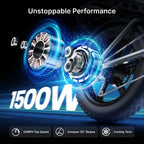 DEEPOWER QS7 Electric Bike for Adults, 1500W Peak Power 32MPH E-Bike