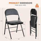 Sweetcrispy Folding Chair 12 Pack, Leather Padded Folding Chairs, Sturdy Metal Foldable Chairs