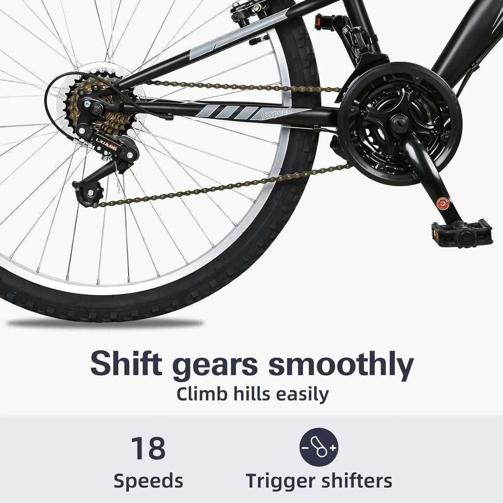 WEIZE Mountain Bike 26 27.5 inch Outdoor Hybrid Bikes 18-Speed High-Carbon Steel Full Suspension