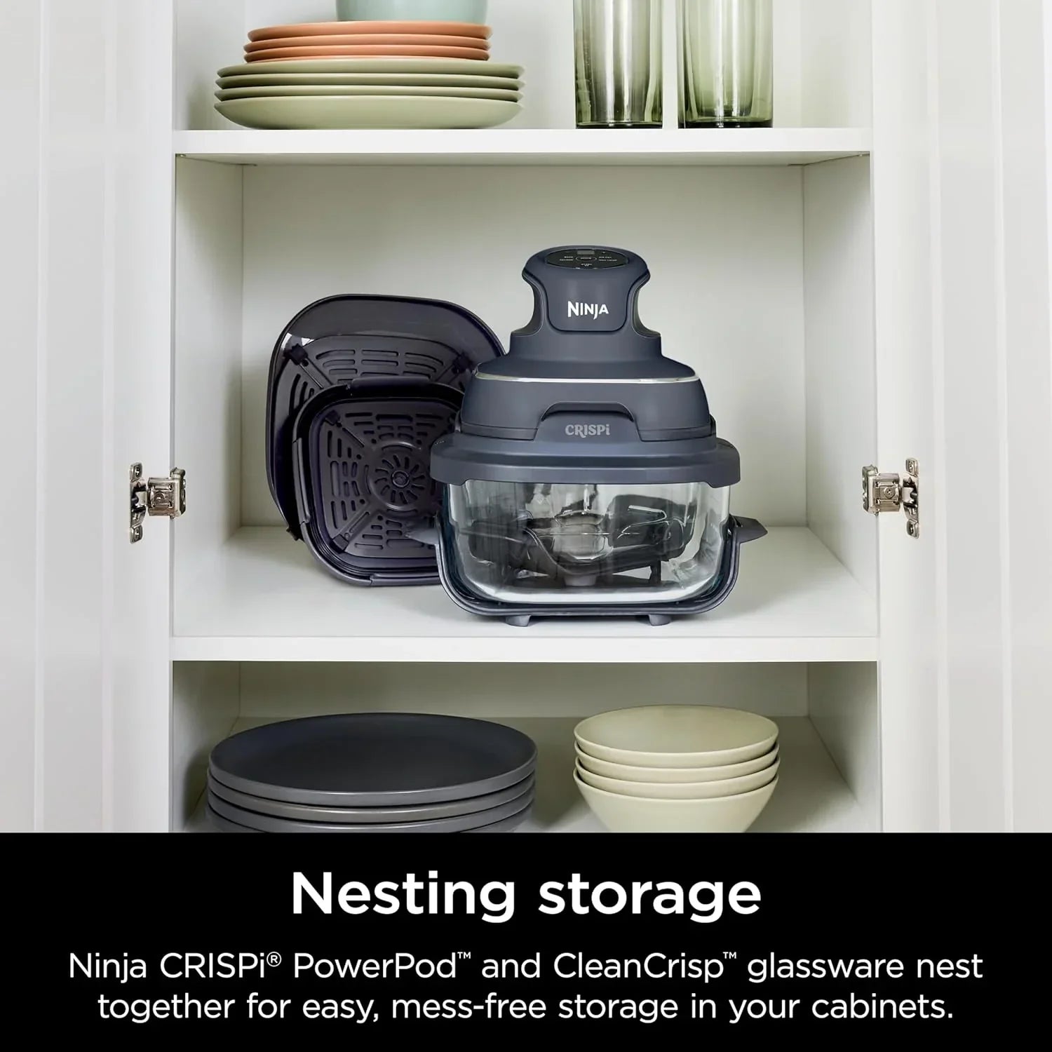 Ninja Crispi 4 in 1 Portable Glass Air Fryer Cooking System 4QT 6 Cup TempWare Glass Containers