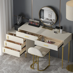 Modern Blue Makeup Vanity Set Retracted Dressing Table Cabinet&amp;Stool&amp;Mirror Included