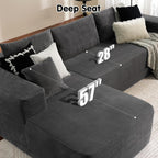 ovios 104" Cloud Sectional Couch with L-Shape Chaise,Modern Modular Sofa with Deep Seat, Upholstered Couches for Living Room Bedroom,No Assembly Required, Grey (Plush Corduroy Fabric)