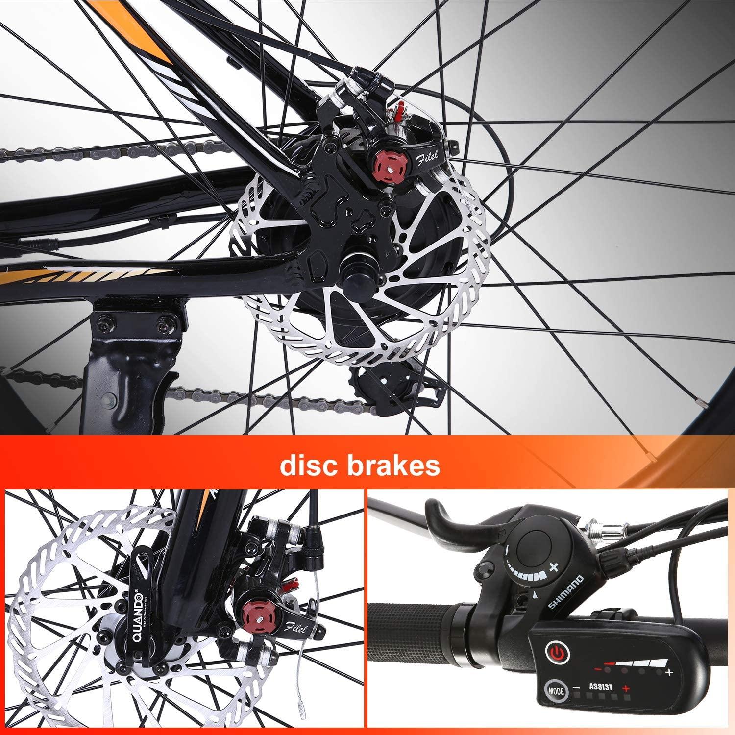 ANCHEER Electric Bike Electric Mountain Bike 350W Ebike 26?? Electric Bicycle, 20MPH Adults Ebike with Removable 7.8/10.4Ah Battery, Professional 21 Speed Gears