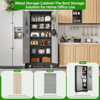 Aobabo 73''H Metal Garage Storage Cabinet with Wheels,Steel Cabinets with 2 Doors and 4 Adjustable Shelves for Home Office,Required Assembly,Black