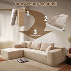 ovios 104" Cloud Sectional Couch with L-Shape Chaise,Modern Modular Sofa with Deep Seat, Upholstered Couches for Living Room Bedroom,No Assembly Required, Grey (Plush Corduroy Fabric)