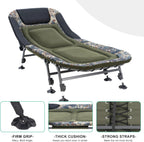 Camping Cots for Adults 330Lbs with Carry Bag, Heavy Duty Folding Bed with Soft Padded Cushion, Portable Military Cot for Hunting, 180�� Adjustable Reclining Outdoor Lounger