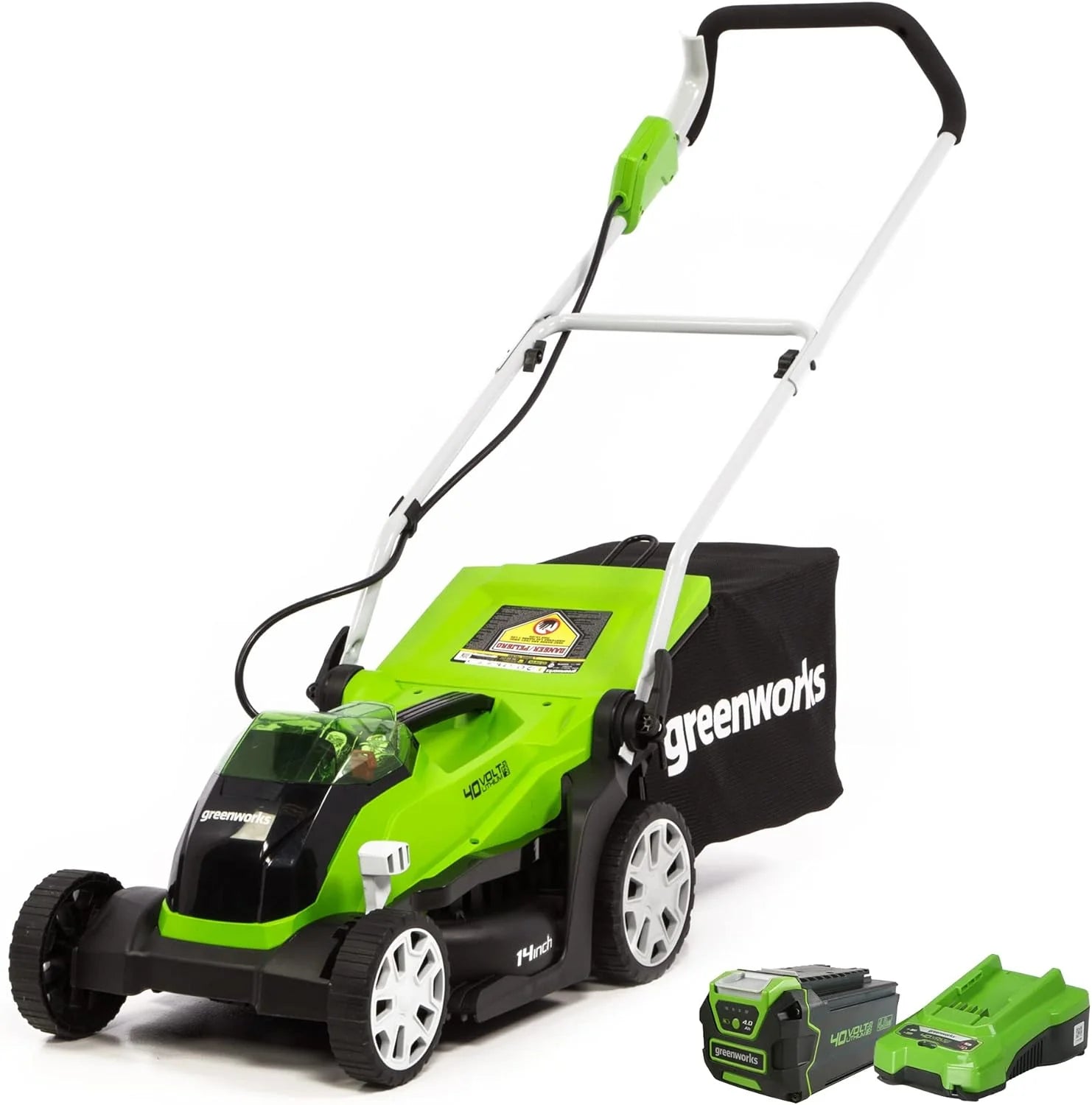 Greenworks 40V 16" Cordless Lawn Mower Ultra-Light Push Mower 4.0Ah Battery Charger