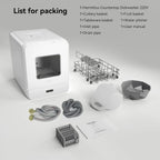 Hermitlux Countertop Dishwasher, 7 Washing Programs Portable Mini Dishwasher with 5-Liter Built-in Water Tank for Apartments & RVs, LED Light, Glass Door, No Hookup Needed