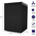 Northair Chest Freezer �C 3.5 Cu Ft with 2 Removable Baskets �C Reach In Freezer Chest �C Quiet Compact Freezer �C 7 Temperature Settings �C Black