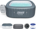 Coleman SaluSpa Atlantis AirJet 4 to 6 Person Inflatable Hot Tub Square Portable Outdoor Spa with 140 Soothing Jets with Cover, Blue