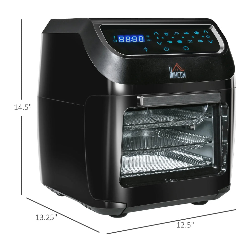GVJMTKP 12 QT Air Fry Oven 8 In 1 Countertop Oven Combo with Air Fry Roast Broil Bake and Dehydrate 1700W with Accessories and LED Display Black