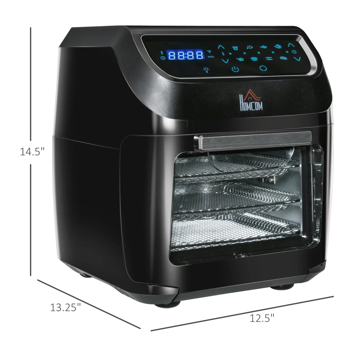 GVJMTKP 12 QT Air Fry Oven 8 In 1 Countertop Oven Combo with Air Fry Roast Broil Bake and Dehydrate 1700W with Accessories and LED Display Black