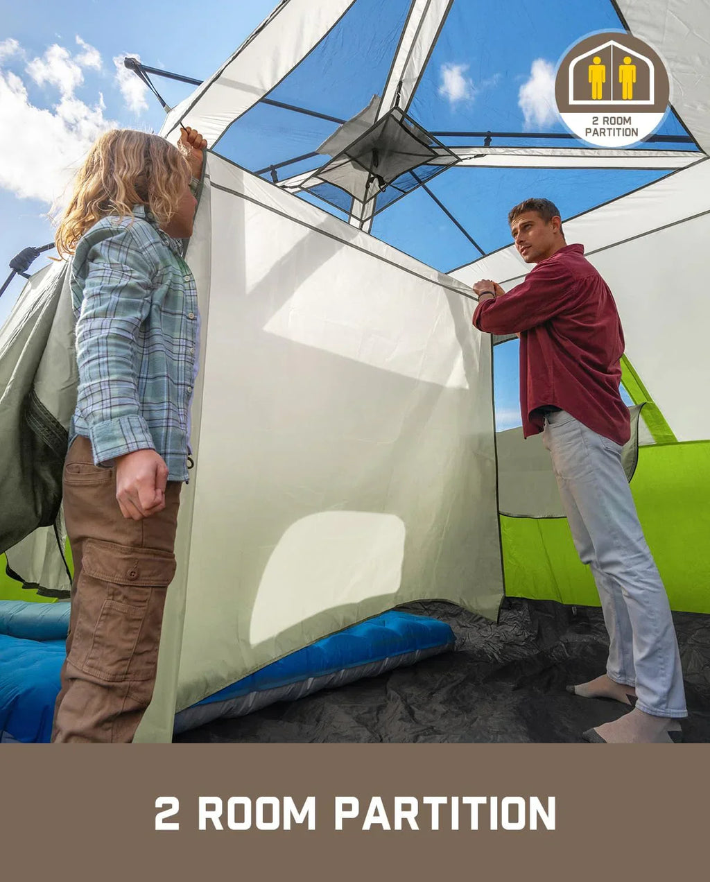 Portable camping tent for 4/6/8/10 people with instant cabin and rainproof and windproof