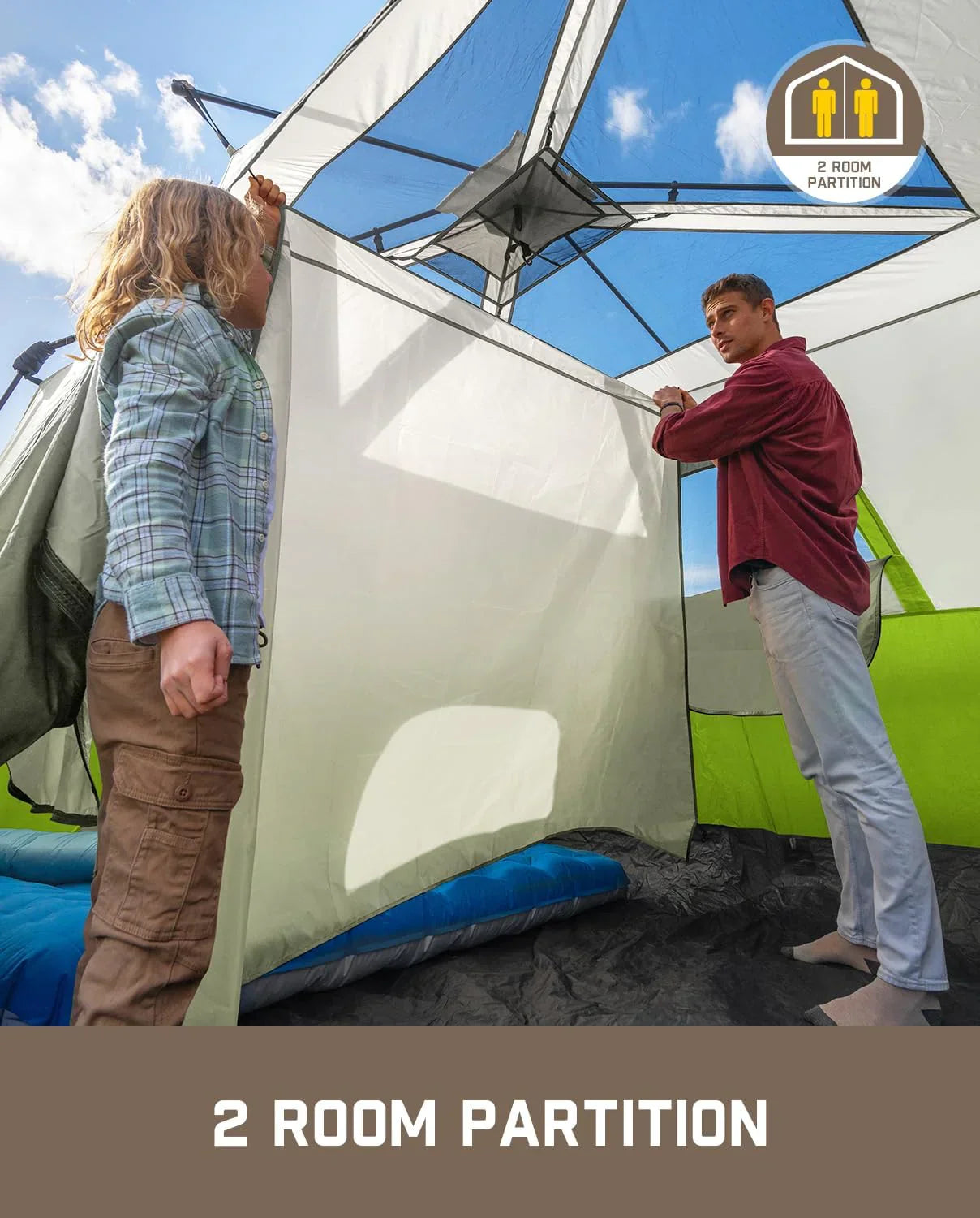 Portable camping tent for 4/6/8/10 people with instant cabin and rainproof and windproof
