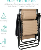 Best Choice Products Folding Zero Gravity Recliner Patio Lounge Chair Adjustable Canopy Shade