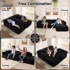 ovios 104" Cloud Sectional Couch with L-Shape Chaise,Modern Modular Sofa with Deep Seat, Upholstered Couches for Living Room Bedroom,No Assembly Required, Black (Corduroy Fabric)