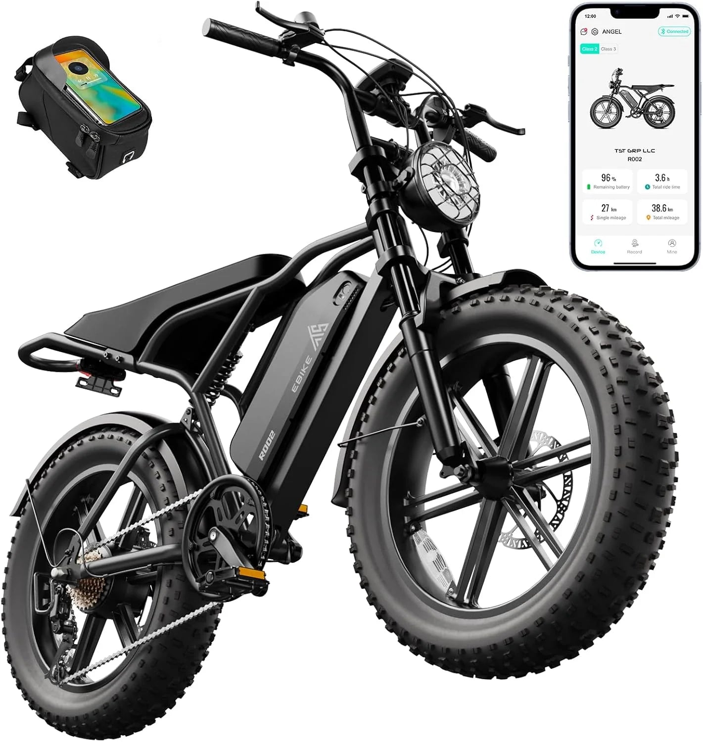 TST Electric Bike for Adults 1500W Peak 20" Fat Tire All-Terrain E-Bike 60/110 Miles 28 MPH Electric Dirt Bike
