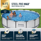 Steel Pro MAX 10 Foot x 30 Inch Round Metal Frame Above Ground Backyard Swimming Pool Set