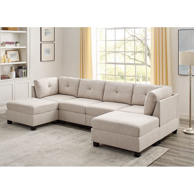 Chenault 92&prime;&prime; Wide Reversible Modular Sofa &amp; Chaise With Ottoman